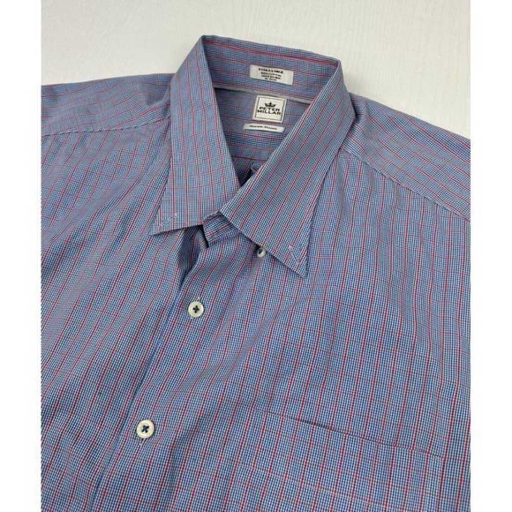Peter Millar Shirt XLarge‎ Blue/Red Seaside Finish Button Long Sleeve Dress